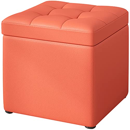 Banc de rangement rembourré en cuir premium avec pieds en bois stables