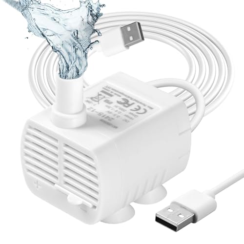 flintronic Pompa Fontanella per Gatti, 3W Pompa Dell'Acqua Per Animali Domestici, Pompe Per Acquario USB, Motorino Pompetta Acqua Presepe, 3.5-9V 1-3W (0.4-1.5m) 200L/H, Super Silenziosa