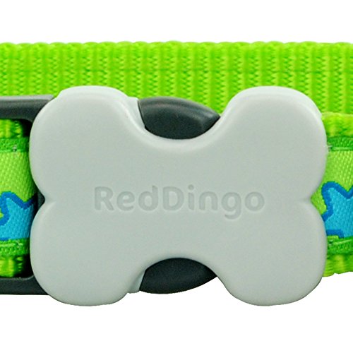 Red Dingo Lime Green With Blue Stars Dog Collar, Small/12Mm #TOP1