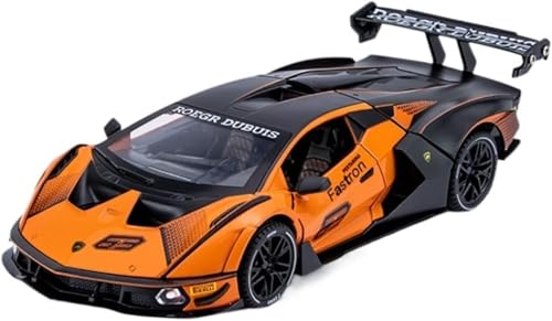Image of 1:24 Scale Lamborghini SCV12 Toy Car | Metal Pullback Diecast Car for Kids with Openable Doors, Sound, Light Effects Toy for Car Enthusiasts (Color As Per Available),orange,black