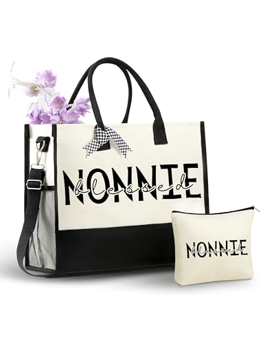 Bolsa tote de lona con cierre y correa para hombro miniatura 1