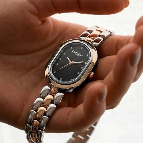 Image of Carlton London Women Cecil Analog Watch, Oval Dial, Stainless Steel Strap, Quartz Movement, 30M Water Resistant, Casual Wear