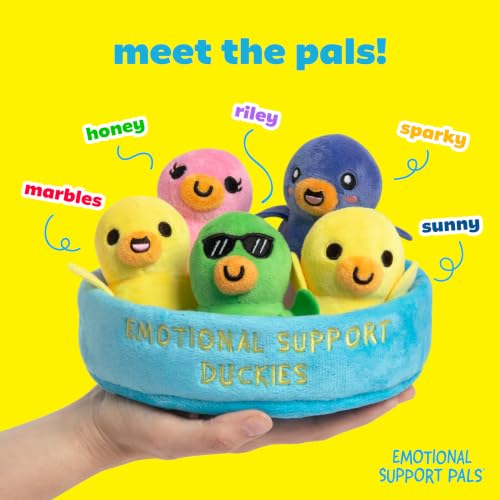 Image of Emotional Support Pals Duckies by Relatable - Cute Stuffed Animals, Squishy Toys and Plushies, Back to School Gift Ideas and Desk Decor for All Ages - Includes 5 Plushies with Plush Carrying Basket