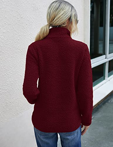 Image of AKEWEI Women Faux Fleece Sweatshirt Fuzzy Button Pullover Coat with Pocket