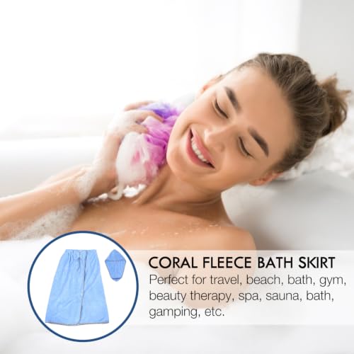 Falda de baño ajustable de vellón coral para evitar caídas y secar rápido 7