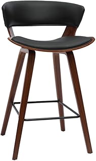 Miliboo Syrah - Taburete de bar, diseño negro y madera oscura, 65 cm, color negro