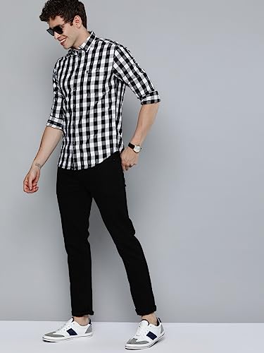 Image of The Indian Garage Co Men Slim Fit Checkered Full Sleeves Cutaway Collar Casual Shirt