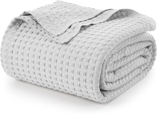 Utopia Bedding Silver 100% Cotton Waffle Blanket 300 GSM [Queen