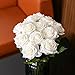 IPOPU 12Pcs White Roses Artificial Flowers Bulk Real Touch Roses Fake White Silk Roses Flowers Floral Arrangement Bouquet for Wedding Bouquet Home Wedding Party Garden Bridal Decorations DIY (White)