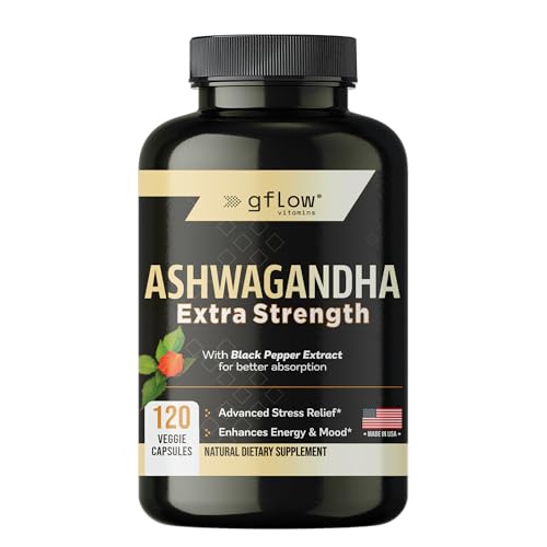 gflow vitamins Ashwagandha Supplements for Women and Men | Sleep Mood and Energy Support | Extra Strength Vegan Friendly Non-GMO Made in USA