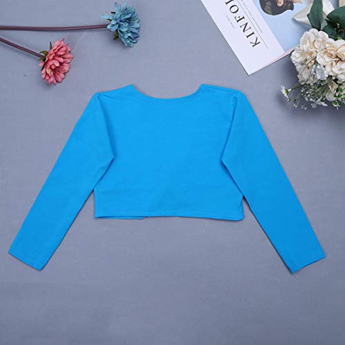 Kids Girls Ballerina Long Sleeve Front Twist Knot Wrap Top Gymnastics Dance Cardigan Sweater4