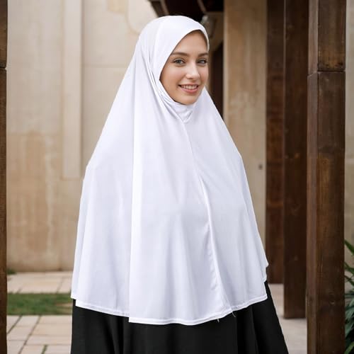 Muslims High Stretch Hijab Head Scarf Solid Color White Half Body Covers Islamics Ramadans Women Prayer Dress Headwrap4
