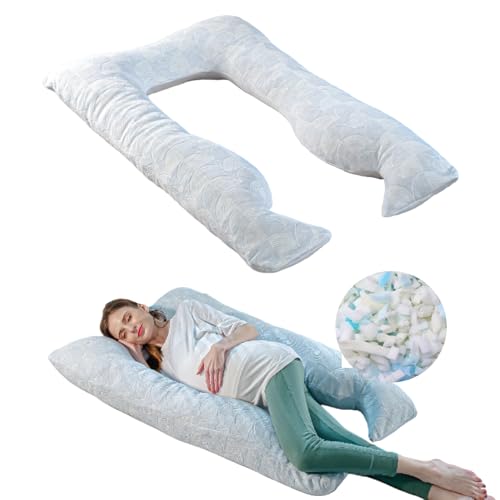 Image of The White Willow Full Body U Shaped Pregnancy Pillow for Pregnant Women-Maternity Pillow for Pregnancy Sleeping-Pregnancy U Shaped Body Pillow-Belly Support Pillow-Gift for Expectant Mother-Blue