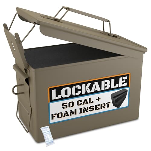 Caja de almacenamiento de municiones de metal con cerradura de 9 mm – Nuevo contenedor de almacenamiento de municiones militares y del ejército, cajas de municiones seguras – Utiliza nuestra lata de