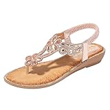 Rrunsv Sandalen Damen Keilabsatz, Plateau Sandalen Damen Sommer Keilabsatz Pantoletten Flach Geschlossene Slingback Wedges Sandaletten Halbschuhe Vintage Frauen Schuhe, Rosa, 39 (38 EU)