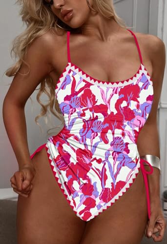 Image of Viottiset Women's Ruched High Cut One Piece Swimsuit Tummy Control Bathing Suit Monokini