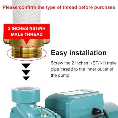 SAFBY Fire Hose - 2"ID x 50 FT with Brass M×F Thread NST/NH Couplings Lay Flat Water Firehose for Firefighting Single Jacket EPDM