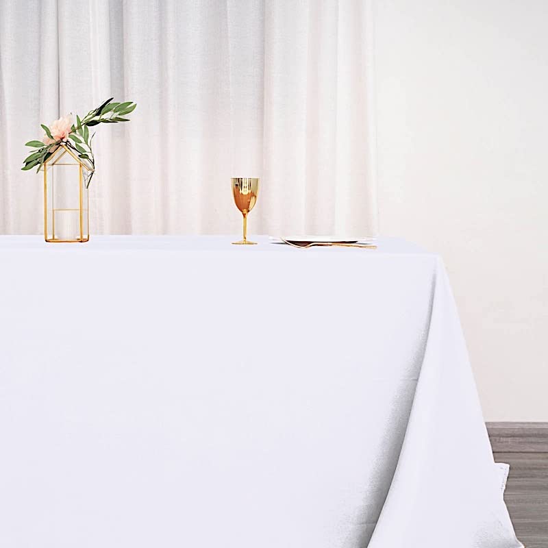 BalsaCircle 90x132-Inch White Rectangle Polyester Tablecloth Table Cover Linens for Wedding Party Events Kitchen Dining
