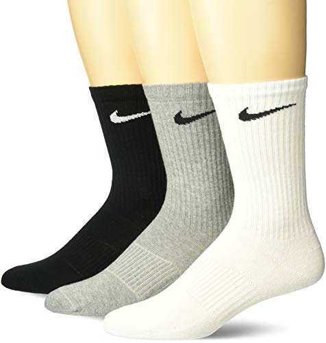 NIKE Men's Lightweight Crew Socks (Pack of 3), White/Grey/Black, Medium