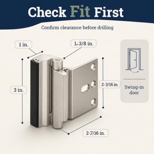 Image of Prime-Line Products U 10827 Door Reinforcement Lock, 3 in. Stop, Aluminum Construction, Satin Nickel Anodized Finish