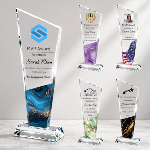 Image of Custom Trophy Award, Crystal Awards and Trophies with Company Logo & Text