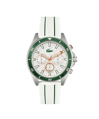 Lacoste Orologio con Cronografo al Quarzo da Uomo Collezione MAINSAIL con Cinturino in Silicone Bianco - 2011362