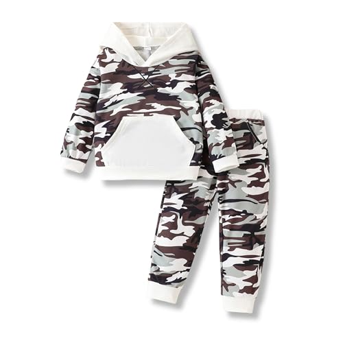 Image of 2-6T Toddler Baby Boy Clothes Color Blocking Hoodies + Pants Fall Winter Outfits