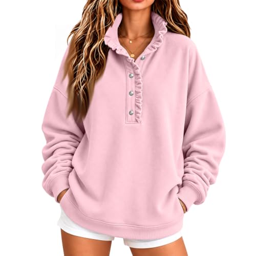 Mock Neck Sweatshirt Women Henley Pullover Button Sweatshirt Sweta Shirts - image 2