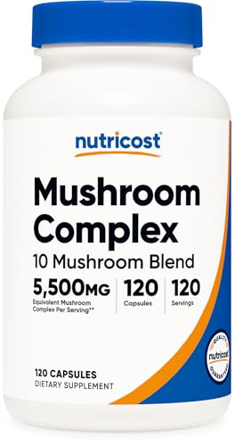 Nutricost Mushroom Complex Supplement, 120 Capsules - 10 Mushroom Blend (with Reishi, Maitake, Shiitake, Lion's Mane, and More) - Non-GMO and Gluten Free