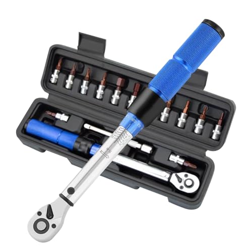 Homshsjhkis 15 Pcs Llave Dinamometrica, 1/4'' Torque Wrench, Llave Torque, Chave Dinamométrica con Extensión, Adaptador Bits con Almacenamiento para Reparación Mantenimiento Bicicleta, Moto, Coche