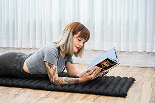 Image of Leewadee - Foldable Floor Mattress - Japanese Roll Up Futon -Trifold Tatami Mat- Guest Floor Bed - Camping Mattress - Thai Massage Mat, Kapok Filled, 75 x 20 inches, Black