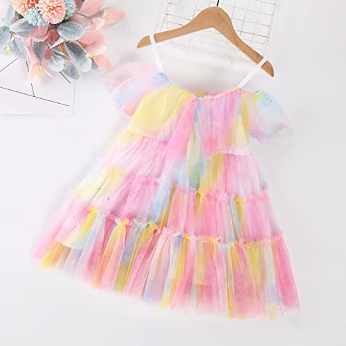 Vestido de princesa para meninas do dia das mães sem mangas arco-íris tie dye vestido de festa de da