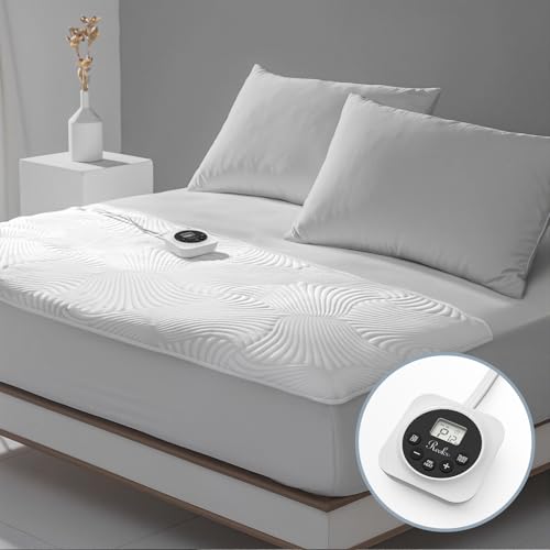 Foot King Size Electric Heated Mattress Pad - Foot Warmer for Bed with Memory & Preheat Functions 12 Heat Settings Single Control for 1-12 Hours Auto Off Lighted Button