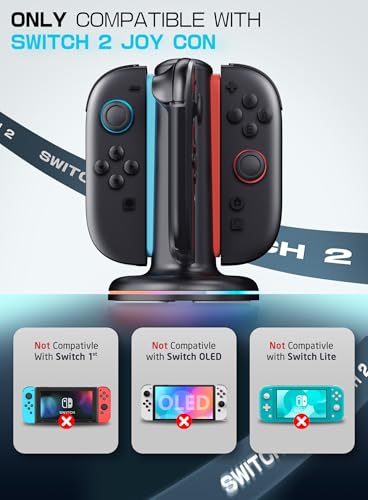 Mumba Charging Dock for Nintendo Switch 2 Joy-Con Controllers – 4 in 1 Fast Charger Station, Magnetic & Weighted Base, Bi-Directional Design, LED Indicators & Overcharge Protection - Image 3