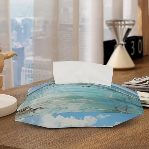 Étui boîte à mouchoirs imprimé tranquille cuir PU durable - 8