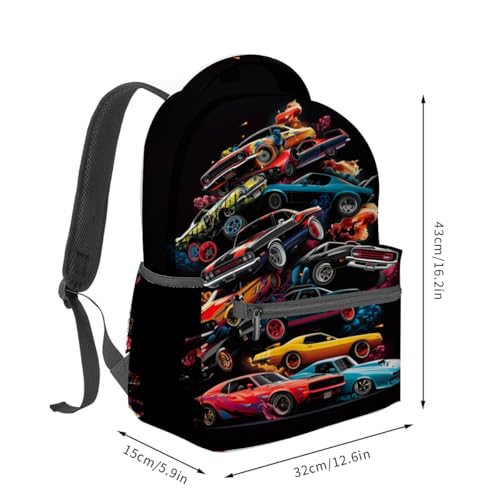 Car Pattern Backpack Travel Backpacks Laptop Rucksack,School Bookbag for Women Kids Boys Girls,Muscle Cars Sports Back Pack Accessories Bags,Ideal Gifts for Work, Outdoor Adventures2