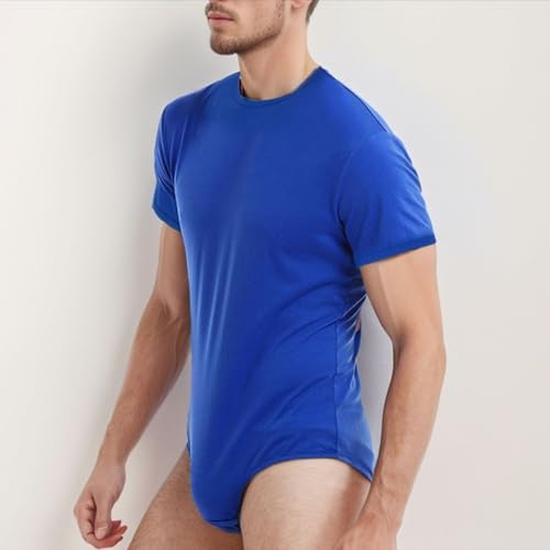 Lu's Chic Men's Onesies Pajamas Short Sleeve Bodysuit Crew Neck Romper Soft Pajamas Jumper Summer Basic3