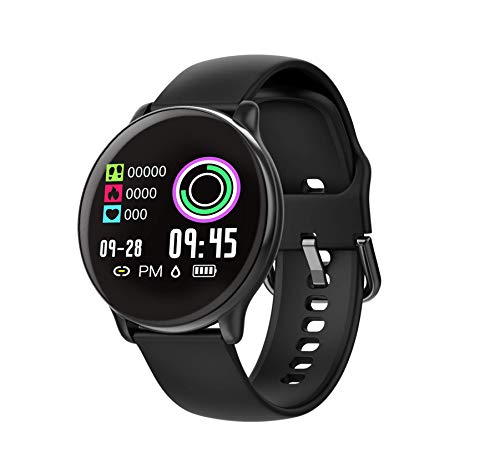 Relógio Inteligente, com Monitor Cardíaco, Sono, Pressão e Sangue, para iOS e Android - Preto