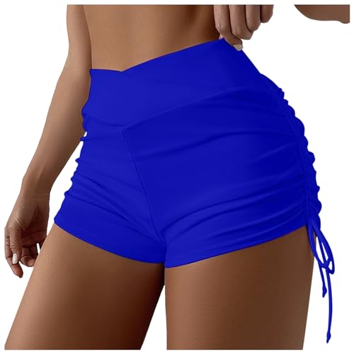 Women Plus Size Solid&Print Hight Waist Brazilian Bikini Bottom Swimwear Briefs Beachwear Swim Shorts for Men (Blue, L)