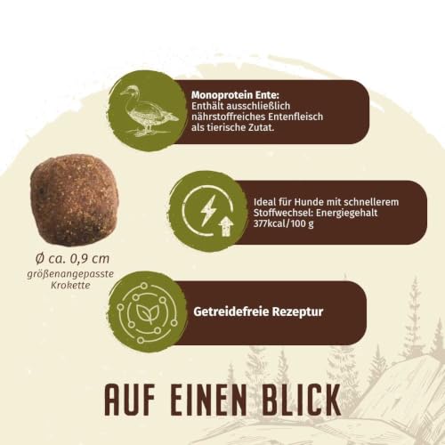 WOLFSBLUT – Wild Duck Small Breed | Trockenfutter mit wertvollen Superfoods für kleine, ausgewachsene Hunde. Getreidefreies Alleinfutter ohne Zusatzstoffe im Beutel | 2kg Ente