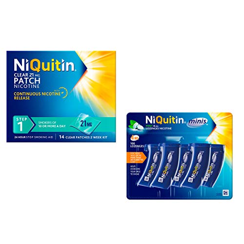 NiQuitin Patches Step 1 and NiQuitin Minis Bundle – Nicotine Patches 21mg and Nicotine Lozenges 4mg - Stop Smoking Aid