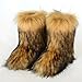 Women's Winter Snow Boots Fuzzy Flurry Furry Faux Fur Boots Warm Fur Lined Slip On Ankle Booties Comfortable Flat Shoes Fashion Round Toe Short Booties Brown