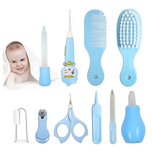 Joyeee Set para Cuidado del Bebé Kit de Cuidado Diario, 10Pcs Bebé Kit de Aseo Neceser con Nail Clipper Tijeras Cepillo de Pelo Manicura, Cuidado Bebé Recien Nacido para el Uso Diario