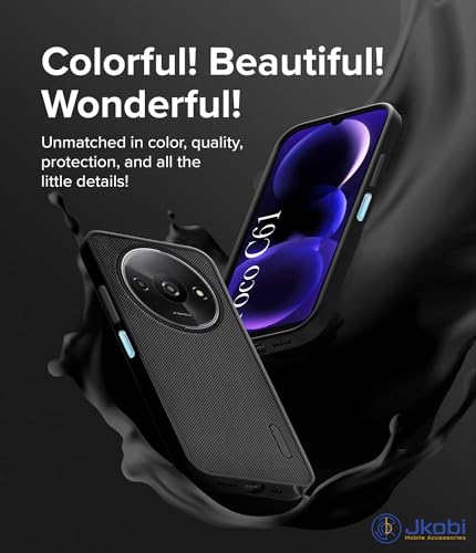 Image of Jkobi Back Cover Case for Xiaomi Poco C61 (Textured Grip Design | Camera Protection | Slim and Light Weight | Soft Touch and Feel | Black)