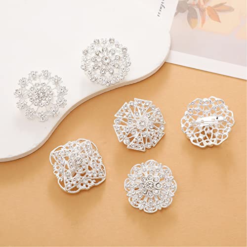 Image of 12 /36 Pieces Wedding Bouquet Brooches for Women Fashion, Rhinestone Bulk Flower Brooch Pins for Crafts