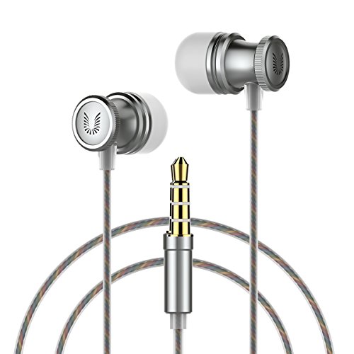 Earbuds, UiiSii E6 In Ear Earphones with Microphone, Sports Headphones with Stereo bass, Comfort Fit for iOS and Android Smartphones (Gray)