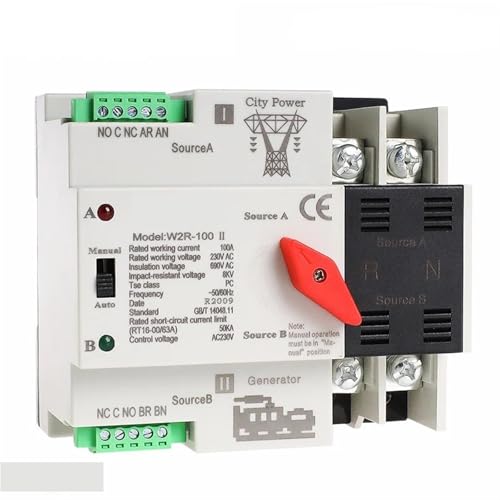 Commutateur de transfert automatique W2R ATS double alimentation bipolaire 2P 63A 220V