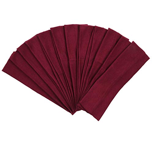 Headbands Hairband Exercise Bands Cotton Soft and Stretchy Elastic Solid Color (Maroon)