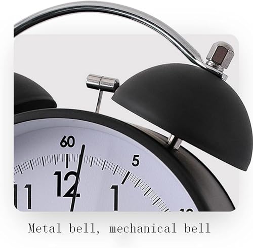 LEXSO Vintage Twin Bell Table Alarm Clock with Night LED Light Heavy Slippers Extra Loud Alarm Ideal for Student and Kids Bedroom Twin Bell Alarm Clock Table Top Clock Night (Mat Grey)