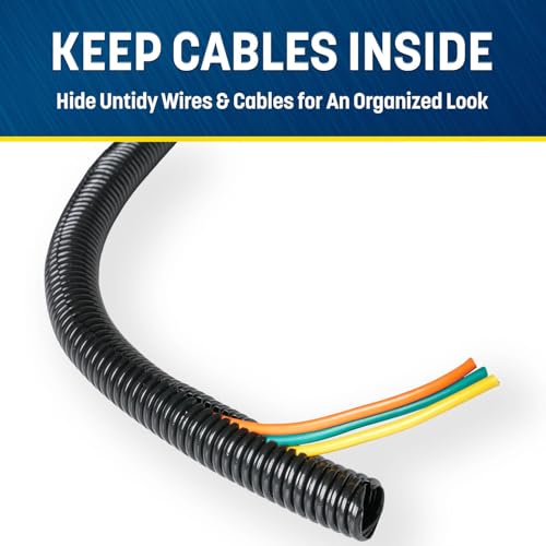 GS Power Wire Loom – 1/4 Inch x 100 Ft Split Cable Sleeves for Industrial Electrical Wires – High Temperature Cable Conduit - Thumbnail 4